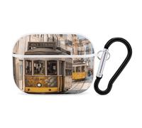 Lisbon Tram AirPods Pro 2 Case Cover, Shockproof Hard Shell Protective Case for Women Men, Compatible with Airpod Pro Case 2nd/1st Generation with Keychain-White