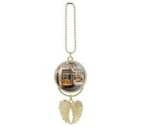 Lisbon Tram Car Hanging Ornament Rear View Mirror Pendant Lucky Presents Hanging Ornament Funny Car Pendant for Office Auto Home Decoration Golden-Style