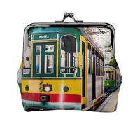 Lisbon Tram Coin Purses, Small Card Case Wallet For Men Women For Shopping And Casual Outings, Black, One Size, Art Deco