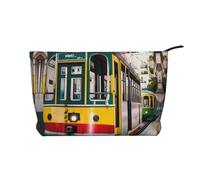 Lisbon Tram Corduroy Makeup Bag Travel Cosmetic Bag Organizer Toiletry Bag