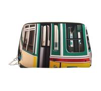 Lisbon Tram Graphics Print Leather Makeup Bag for Women Travel Toiletry Bag for Toiletries Cosmetic Bag