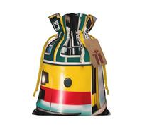 Lisbon Tram Linen Drawstring Gift Bag Xmas Party Candy Bag Reusable Storage Pouches