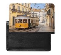 Lisbon Tram Passport Holder Cover Leather Passport Wallet RFID Blocking Travel Wallet Documents Organizer Passport Protector Passport Cover for Men&Women