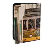 Lisbon tram Passport Holder for Women Men, Passport Cover Wallet Case RFID Blocking Leather Card Case Slim Travel Bifold Wallet
