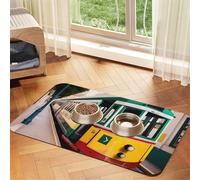 Lisbon Tram Pattern Pet Feeding Mat Bowl Mat Dog Mat Suitable For Dogs Cats Specific Pads Feeder