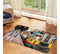 Lisbon Tram Pattern Print Cat Food Mat Pet Feeding Mat for Floor Pet Supplies Dog Water Bowl Mat Dog Essentials