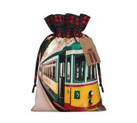 Lisbon Tram Pattern Print Drawstring Gift Reusable Bags Pouches Holiday Packaging Birthday Wedding Parties