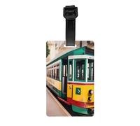 Lisbon Tram Pattern Print Luggage Tag for Suitcases Identification Travel Bag Tags Easy-to-Identify Labels Set