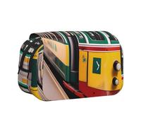 lisbon tram pattern print Makeup Cosmetic Bag Stationary Kawaii Pencil Box Pouch Gadget Organizer Bag with Zipper