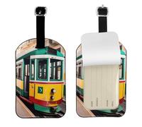 Lisbon Tram Pattern Print Personalized Luggage Tag with Strap - Baggage Identifier for Suitcase for Travel