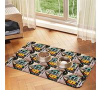 Lisbon Tram Pattern Printing Feeding Mat For Dogs Cats Pet Absorbent Leather Tablecloth 23.62in*15.75in Cat Dog