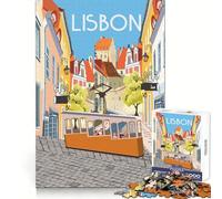 Lisbon Tram Portugal Jigsaw Puzzles for Adults1000 Pieces Reasoning Practice Peaceful Hobby Premium Edges Unique Xmas Gift size 50x75cm