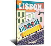 Lisbon Tram Portugal Vintage Travel Poster Canvas Art Wall Decor Poster Picture Print Painting Posters Gift 12x18inchs(30x45cm)