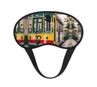 Lisbon Tram Print Blackout Sleep Mask - Side Sleeper Eye Cover, Soft Comfort, Perfect for Travel, Meditation