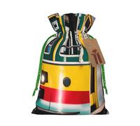 Lisbon Tram Print Christmas Drawstring Gift Bags Festive Present Sacks Xmas Birthday Party Favors