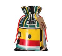 Lisbon Tram Print Drawstring Gift Reusable Bags Eco-Friendly Pouches Holiday Birthday Favors Sack