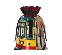 Lisbon Tram Print Gift Drawstring Reusable Pouches For Holiday Birthday Wedding Party Favors Bags