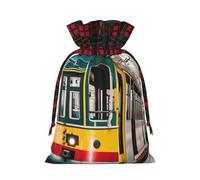 Lisbon Tram Print Gift Drawstring Reusable Pouches For Holiday Birthday Wedding Party Favors Bags
