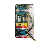 lisbon tram Print Leather Long Clutch Wallet – Fashionable Personalized Wallet, Multiple Card Slots, Gift Ready, Black, One Size