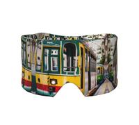 Lisbon Tram Print Sleep Eye and Ear Muffs Mask - Adjustable Yoga Travel Headband, Keep Warm Shading Comfortable Aid