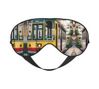 Lisbon Tram Print Soft Eye Mask â€“ Comfortable Sleep with Adjustable, Elastic Nighttime Shade for Travel, Meditation