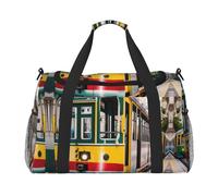 lisbon tram print Weekender Overnight Carry On Bag Gym Luggage Bag Duffel Bag for Travel Women, Black, One Size