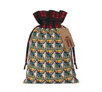 Lisbon Tram Print Xmas Drawstring Eco-Friendly Gift Bags For Christmas Party Wrapping Present Needs