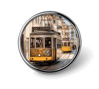 Lisbon Tram Round Badge Cute Enamel Lapel Pin Brooches Button Pin Personalized Clothing Decoration Unisex Badge Holder Hats Bags Shirts Decor