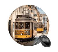Lisbon Tram Round Mouse Pad Smooth Glide Gaming Mousepad Extra Density Portable Comfortable Mouse Mat for Desk, Home, Office 7.8x7.8 Inches