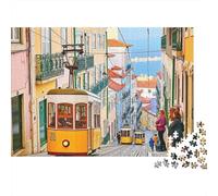 Lisbon Tram Scene 1000-Piece Jigsaws Puzzles for Adults Lisbon Tram Challenging & Brainteasing Classic Educational Games 38x26cm/1000pcs