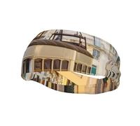 Lisbon Tram Sports Sweatband Head Bands for Women Men, Lightweight Breathable Non Slip Workout Headbands Hairband for Fitness Running Cycling Hiking Yoga