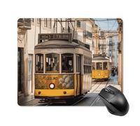 Lisbon Tram Square Mouse Pad Portable Computer Mousepad with Non-Slip Rubber Base 18 * 22cm Ultra-Thin Gaming Mouse Mat for Computer Laptop Office Desk Accessories