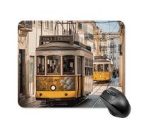 Lisbon Tram Square Mouse Pad Portable Computer Mousepad with Non-Slip Rubber Base 20 * 25cm Ultra-Thin Gaming Mouse Mat for Computer Laptop Office Desk Accessories