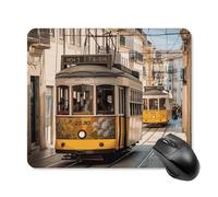 Lisbon Tram Square Mouse Pad Portable Computer Mousepad with Non-Slip Rubber Base 25 * 30cm Ultra-Thin Gaming Mouse Mat for Computer Laptop Office Desk Accessories