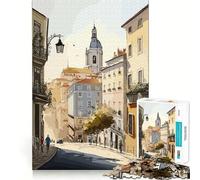 Lisbon Watercolor Portugal 1000 Piece Jigsaw Puzzles for Teenagers Indoor Play Thick Material Home Activity Birthday Gift (50x75cm)