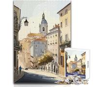 Lisbon Watercolor Portugal Puzzle for Teenagers 1000 Pieces Learning through Play Experience Heartfelt Special Occasion Gift Size 50x75cm