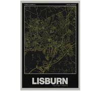 Lisburn Street Map Poster Print | Northern Ireland | Gold | A4