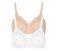 Lisca Women's Pack of 2 Non-Wired Bra Manja 000930 Skin-White 36B