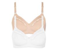 Lisca Women's Pack of 2 Non-Wired Bra Manja 020146 Skin-White 40C