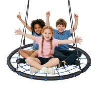 Lischwert 100 cm Spider Web Tree Swing for Children and Adults, Maximum Load Capacity 200 kg, with Two Fixed Ropes (Blue Round)