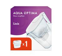 Aqua Optima Liscia Water Filter Jug & 1 Evolve+ Filter Cartridges 2.5L White - Fridge & Dishwasher Friendly, Easy Fill - Reduces Limescale, Chlorine & Other Impurities - By LAICA (Packaging May Vary)