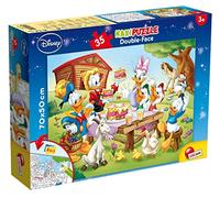 Lisciani 48199 Mickey Disney Puzzle, Multicolour, One Size | Double-Sided Puzzle - Large Pieces, Sturdy Card and Black and White Back - Coordination - Finished Floor Size 70 x 50 cm