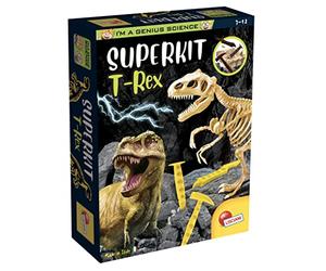 Lisciani 81103 I'M A Genius Super Kit T-Rex | Palaeontology Set - Fossil Block, Safe Tools, Poster and Instructions - Uncover the Skeleton Step by Step - Dinosaur
