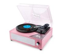 Lisciani - BARBIE 3-Speed Turntable with Built-in Speaker - Retro Wooden Design - AUX Input - Record Player for Teens 12+ - Sense of Rhythm and Autonomy - Vintage Barbie Style