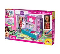 LISCIANI - Barbie Created and Decorated, Doll Included, Loft in Cardboard and Building Furniture, Markers, Stickers, Coloring Sheets, Multicoloured, 92000