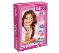 Lisciani - Barbie - My Glitter Tattoo Creative Kit for Children - 5+ Years | Craft Set - Glitter Powder, Brush, Glue, Stencils and Adhesive Gems - Design Your Own Temporary Tattoos - Easy to Apply