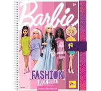 Lisciani - Barbie Trendy Look - Fashion Studio Sketchbook - 5+ Years | Styling Set - Stencils, Stickers, 4 Felt Tips and 4 Colouring Pencils - Design Your Own Clothes - 43 Pages, 29,5 x 20,5 cm