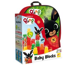 Lisciani - BING Backpack - Baby Blocks Construction Set - Educational Toy for Children from 2 Years - 36 Pieces - Colourful Learning Blocks - Made in Italy, Red