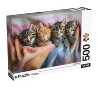 Lisciani - Cats and Kittens 500-Piece Super Shine Puzzle for Adults from 14 Years - Poster Included Glossy Print - Interlocking Pieces 50x35 cm and Poster 70x50 cm