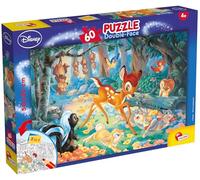 Lisciani - Disney Bambi - Double-Sided Puzzle with 60 Pieces - 3+ Years | 2 in 1 Children's Puzzle - Scene with the Forest Animals and Back to Colour - Thick Sturdy Card - Finished Size 50 x 35 cm